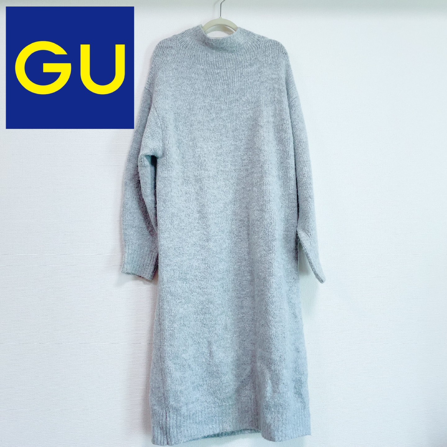 【送料込】GU ニットワンピース　タートルネック　グレーの写真2枚目