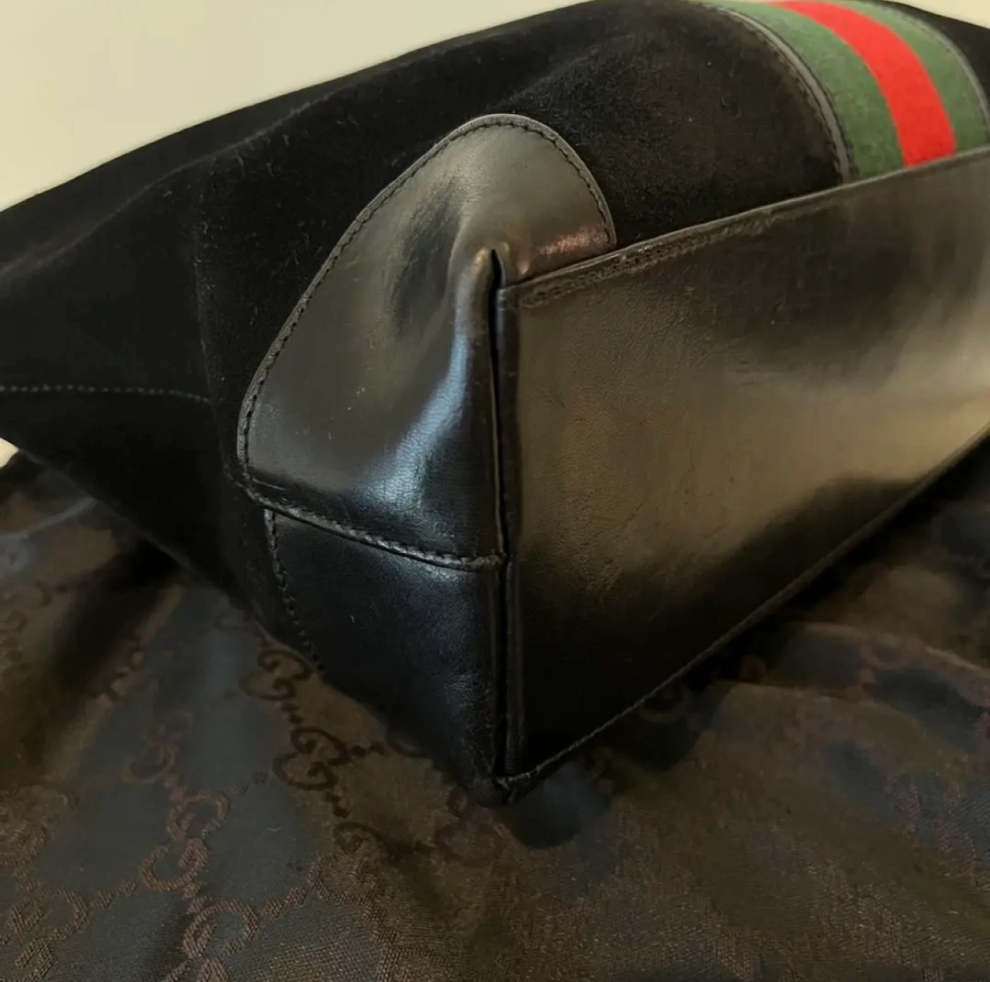 GUCCI グッチ シェリーライン トートバッグ ブラックの写真6枚目