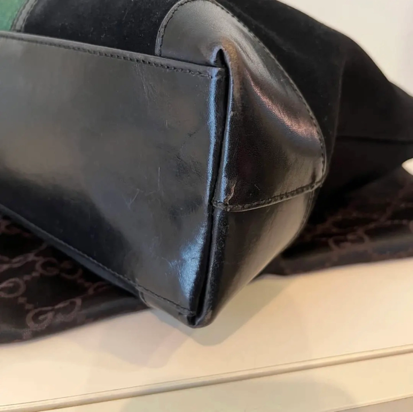 GUCCI グッチ シェリーライン トートバッグ ブラックの写真4枚目