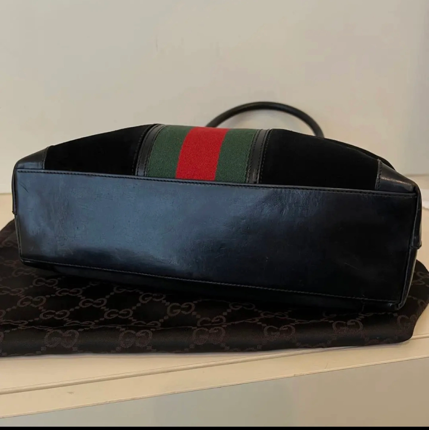 GUCCI グッチ シェリーライン トートバッグ ブラックの写真2枚目