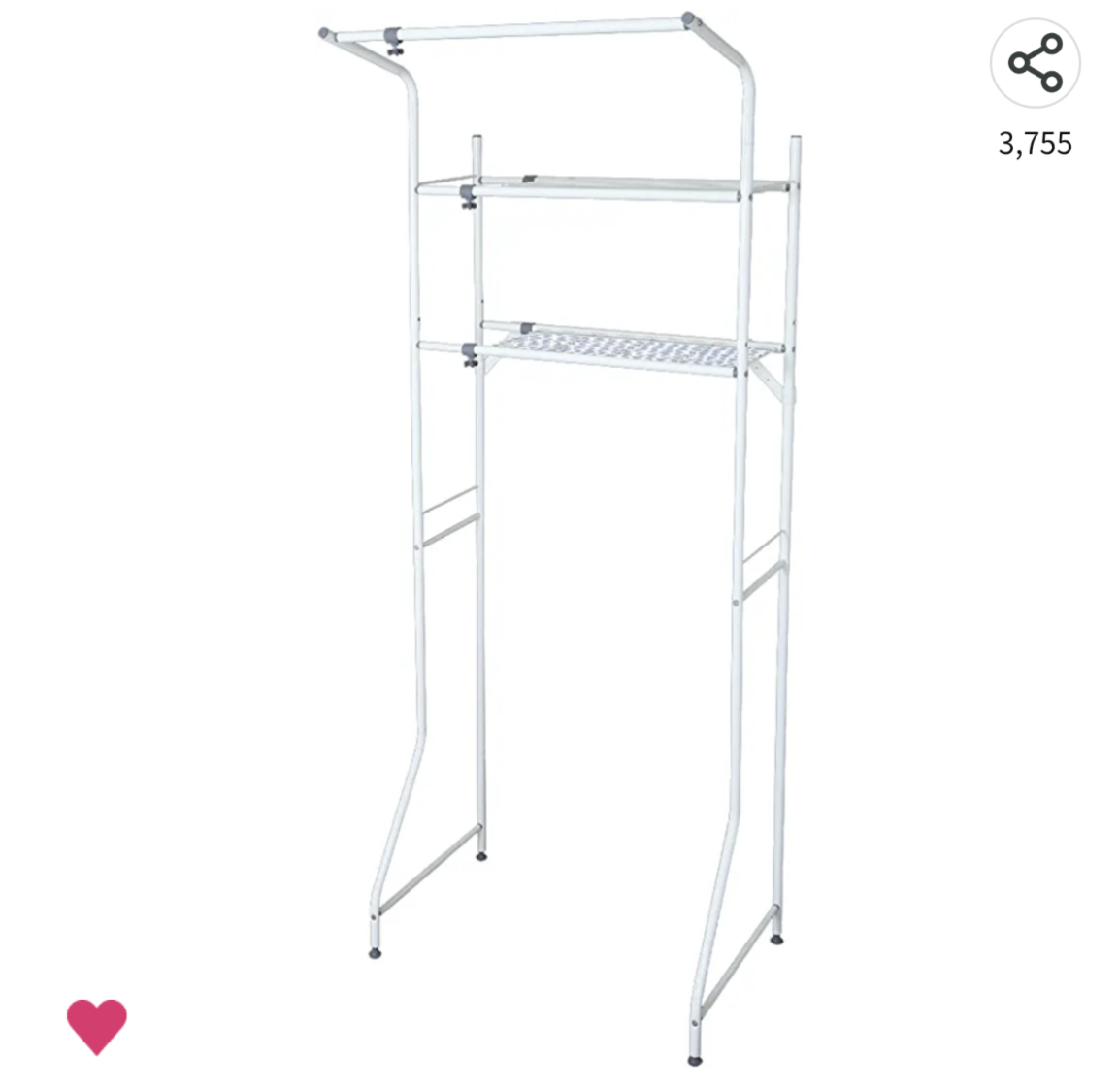 平安伸銅工業 ランドリーラック 棚2段ハンガーバー付き ホワイト