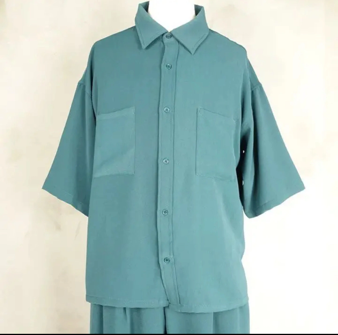 美品】フラミンゴFafatt |セットアップ 半袖シャツ ダークグリーンの写真6枚目