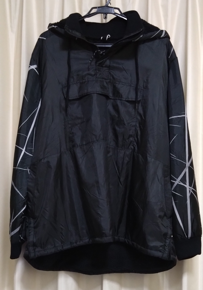 2XL プルオーバーパーカー フード付 黒