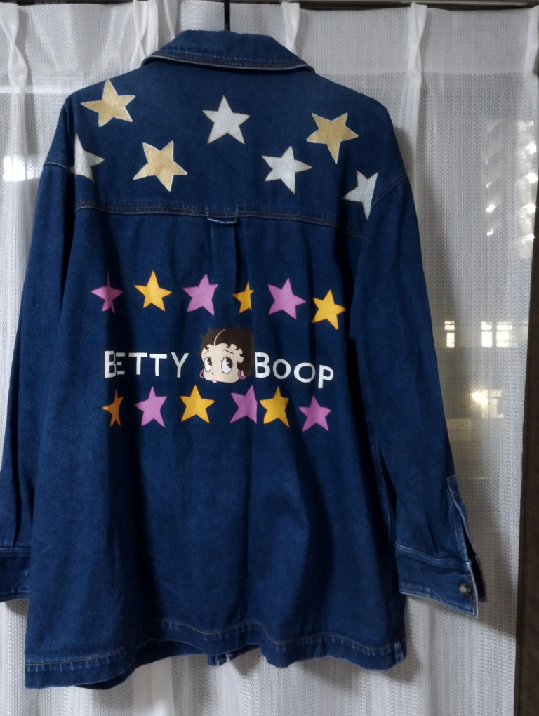 【良品】Betty Boop ベティブープ デニムジャケット Gジャン M-Lの写真3枚目