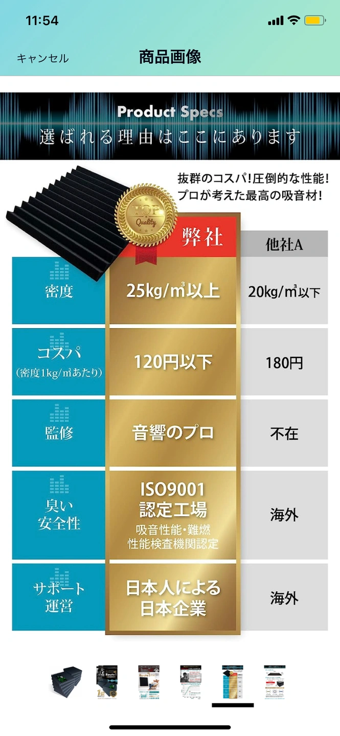 【バラ売り】吸音材 防音 遮音 消音 マット シート 12枚×1袋の写真5枚目