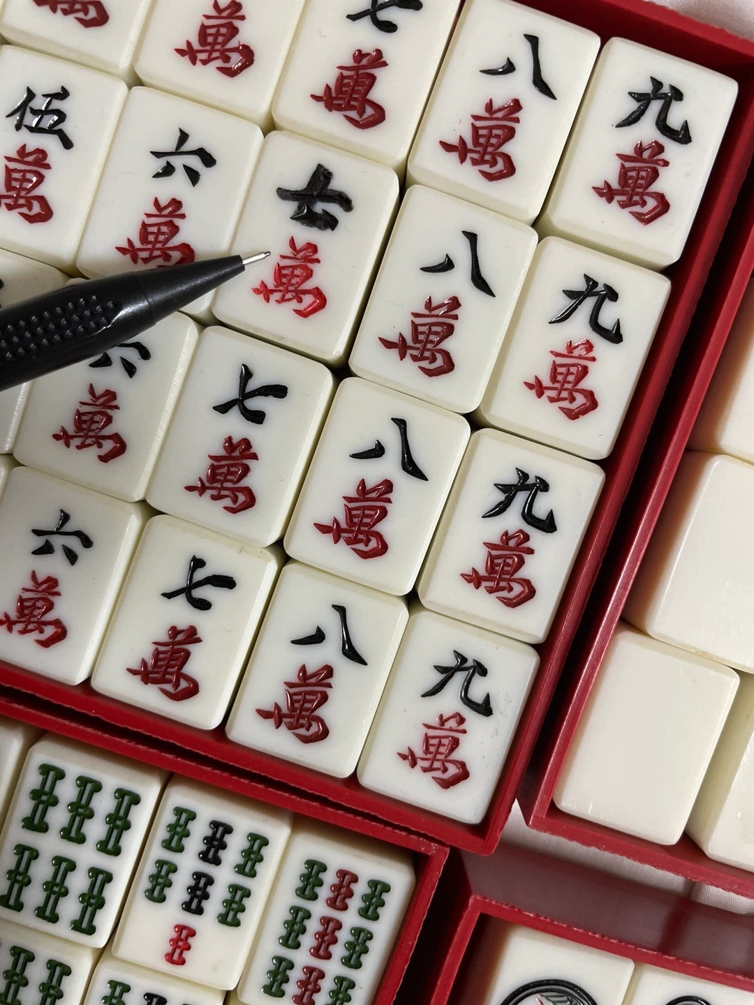 古い麻雀牌のセット ハンドルケース付きの写真8枚目
