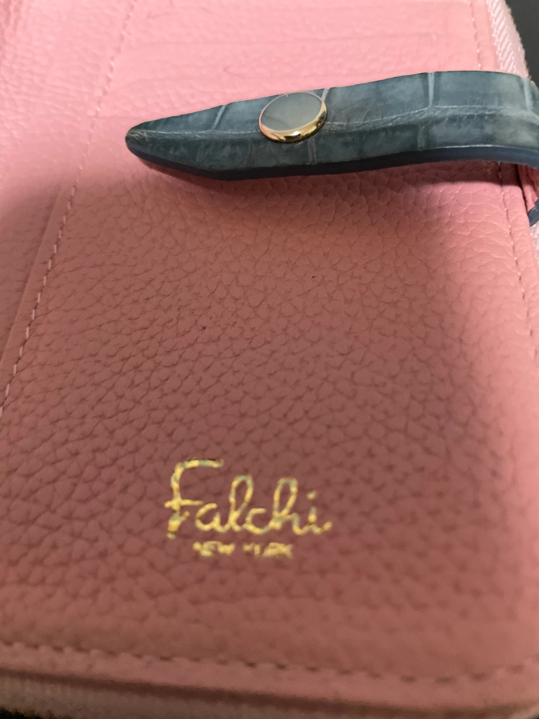 falchiクロコダイルジュエルカラー二つ折り財布の写真3枚目