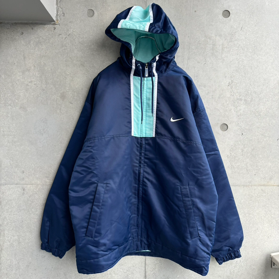 新品 90年代 NIKE ナイロンジャケット ネイビーブルー Y2Kの写真3枚目
