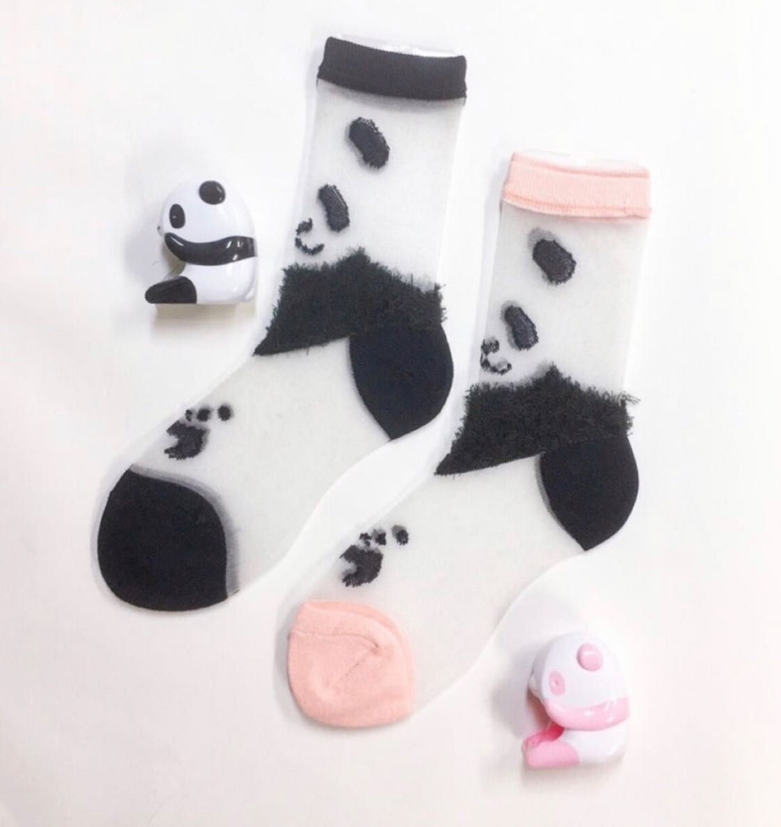平成ギャルY2Kシースルー　パンダもふもふソックス東京都美術館限定4足コンプリート　ルーズソックス