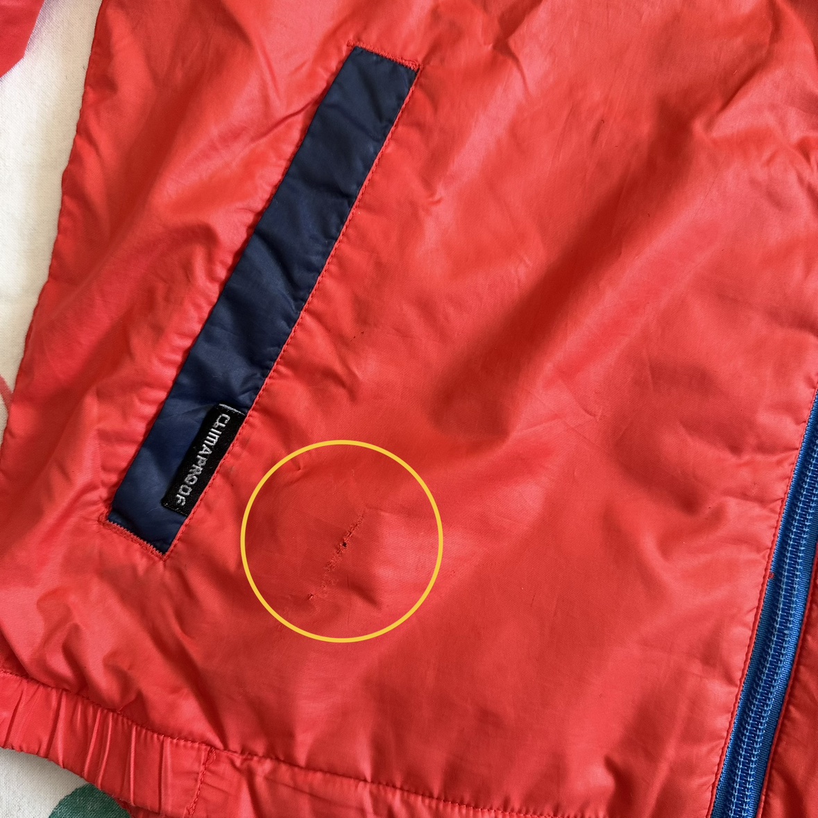 adidas 裏地付きジャンパー ウインドブレーカー 取り外しフード付き 150 オレンジの写真5枚目
