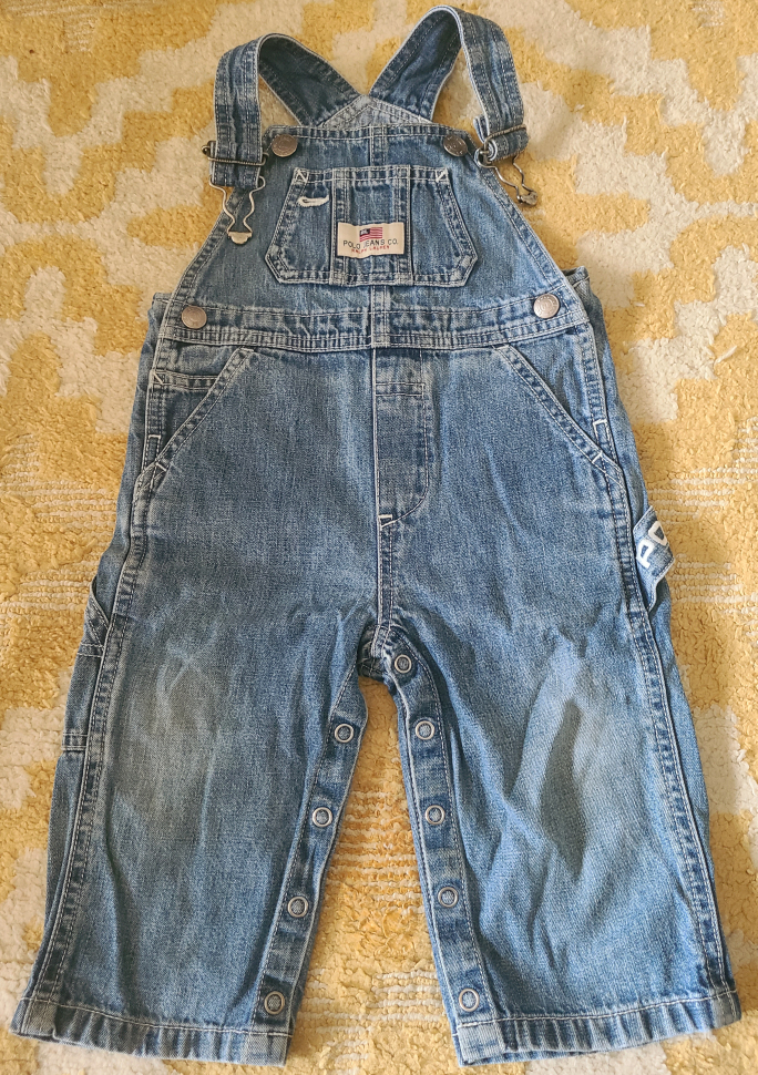 美品PoloJEANS キッズオーバーオール80