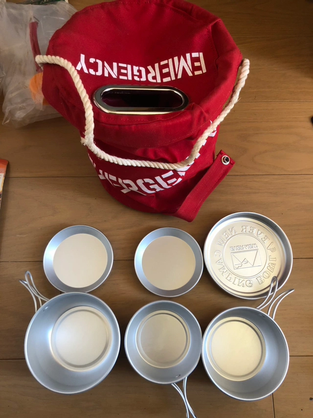 防災5点セット エバニュー ポリタンク カトラリー キャンプ アウトドア 未使用の写真2枚目