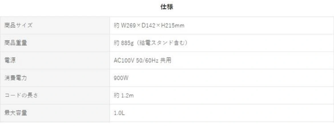 dretec 電気ケトル1.0Lの写真4枚目