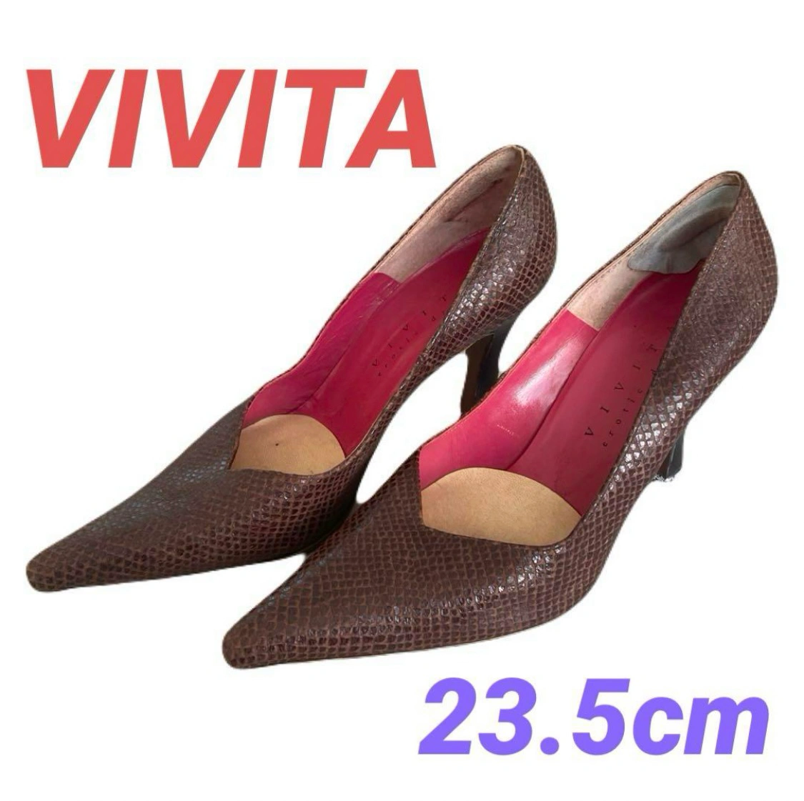 VIVITA❤パンプス ポインテッドトゥハイヒール パイソン柄