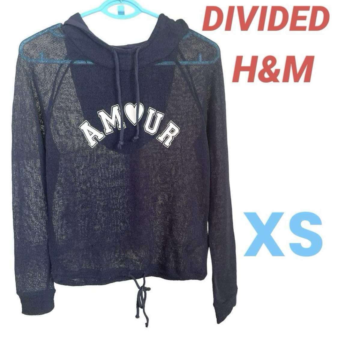 H&M  DIVIDED  シースルー　シアーメッシュニット　パーカー