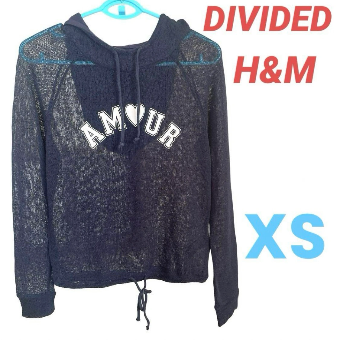 H&M DIVIDED シースルー シアーメッシュニット パーカー