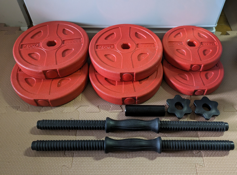 可変式ダンベル　バーベル　2.5キロ×4枚（10キロ）　1.25×2枚（2.5キロ）