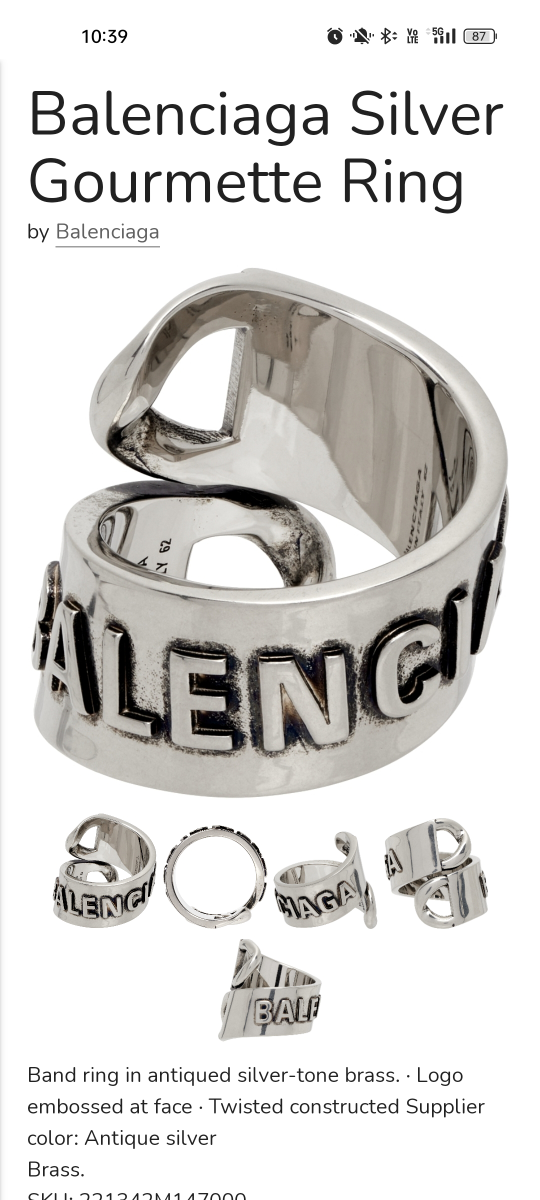 BALENCIAGA Silver Gourmette Ringの写真6枚目
