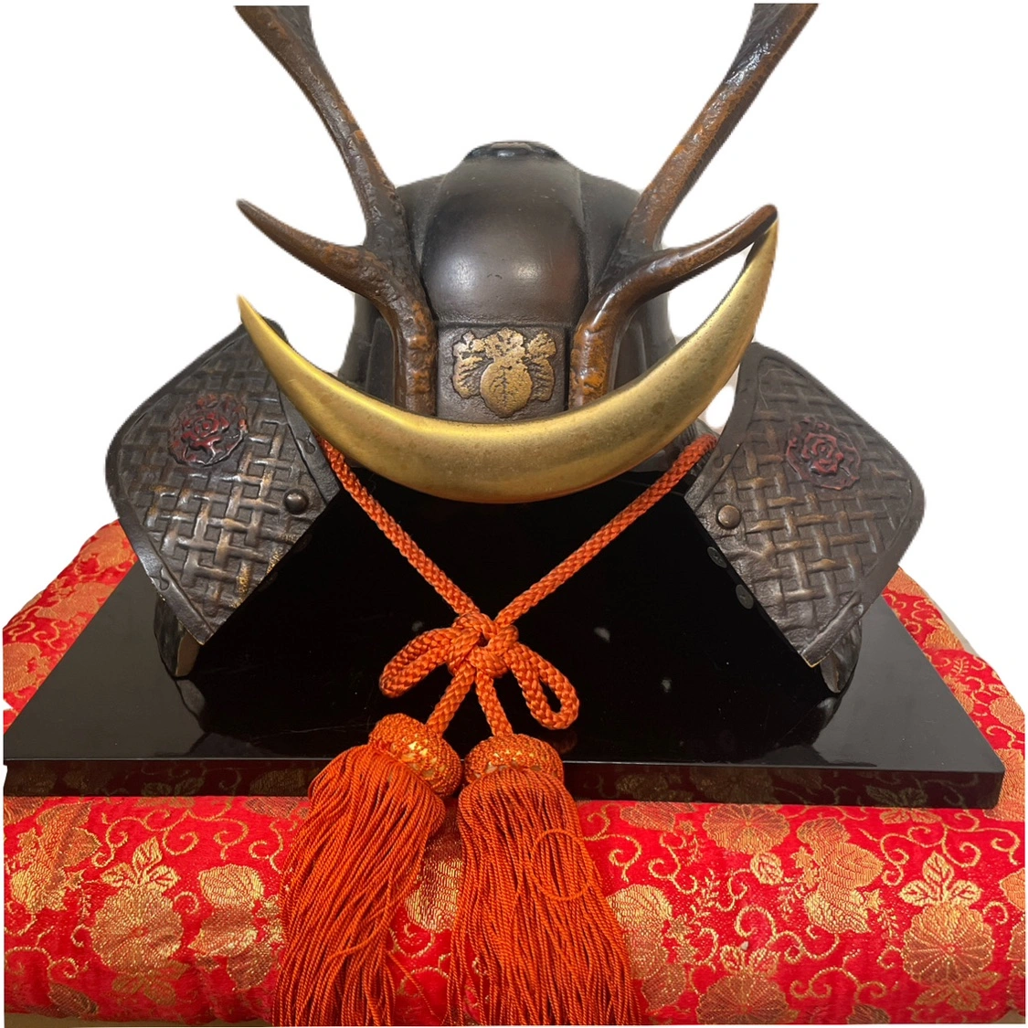 山中鹿之助幸盛 所用❤模鹿角半月の兜 かぶと 武将 戦国時代 昭和レトロ 五月人形 御飾兜セットの写真2枚目