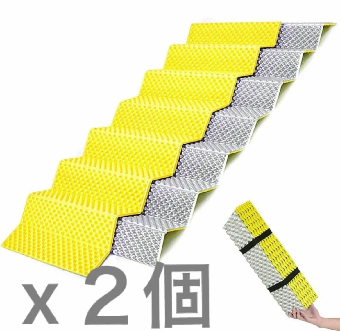 新品 CARBABY キャンプマット イエロー 2個セット アウトドア超軽量 保温断熱 ピクニック