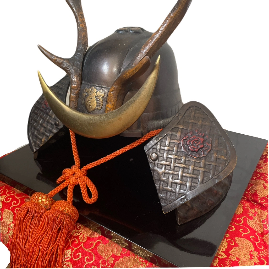 山中鹿之助幸盛 所用❤模鹿角半月の兜 かぶと 武将 戦国時代 昭和レトロ 五月人形 御飾兜セットの写真3枚目