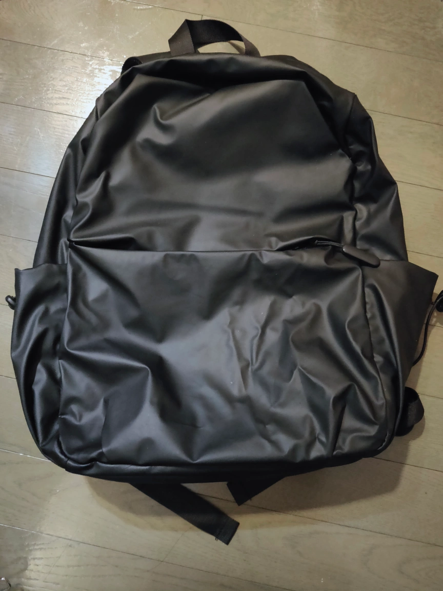 修理 必要ジャンクファスナー美品黒リュックサック防水素材ブラックパソコンバッグ ハンドメイド用に