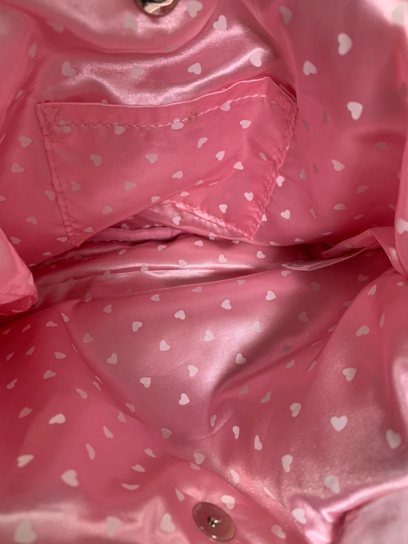 マザウェイズ ガールズ リボン🎀ファーバック トート ピンク ラインストーンの写真3枚目