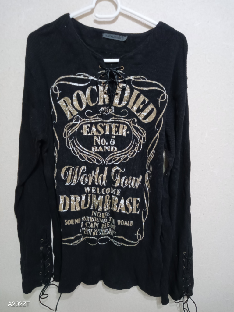 (株)アビリティバーン 綿100%メンズ黒長袖Tシャツ