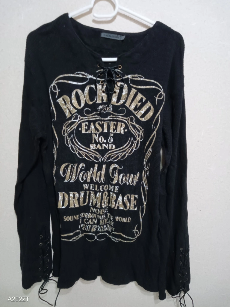 (株)アビリティバーン 綿100%メンズ黒長袖Tシャツ