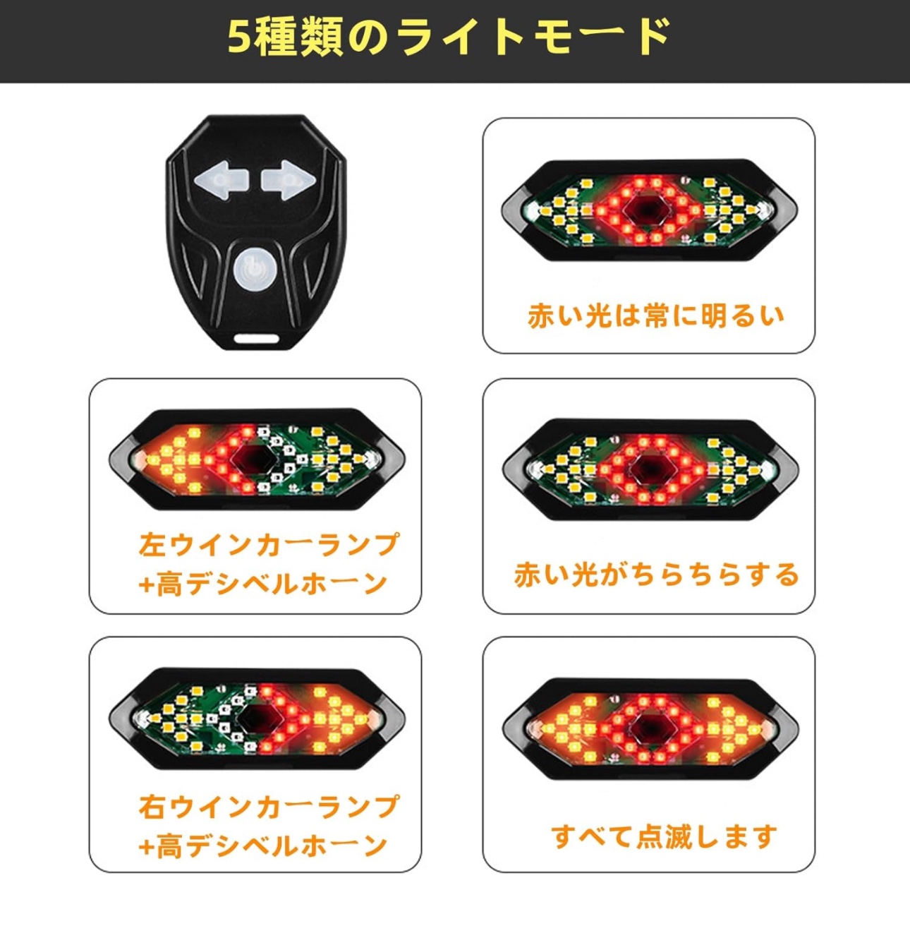 【新品】自転車用 ウインカー テールライト ワイヤレス リモコン リアライトの写真2枚目