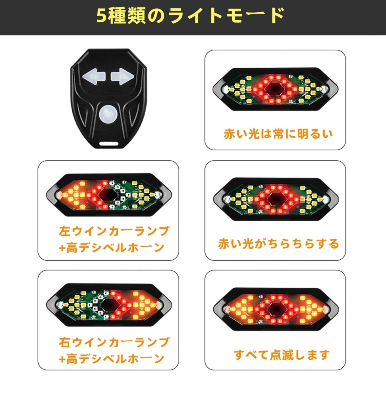 【新品】自転車用 ウインカー テールライト ワイヤレス リモコン リアライトの写真2枚目