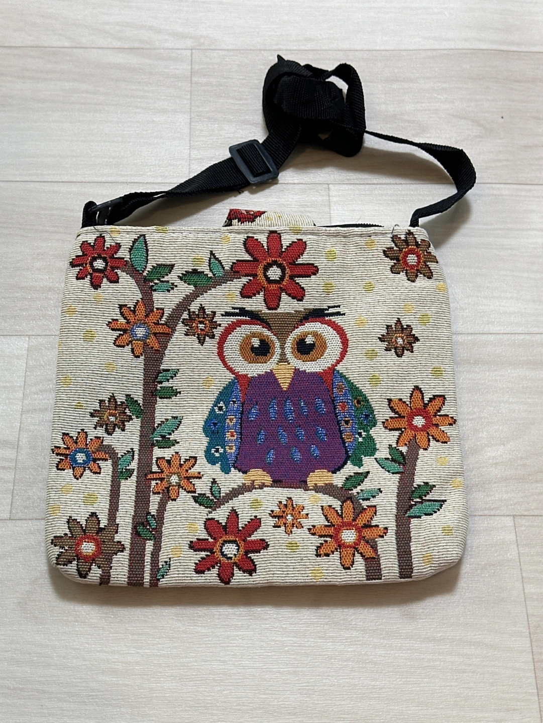 新品 フクロウ 花 ショルダーバッグの写真3枚目