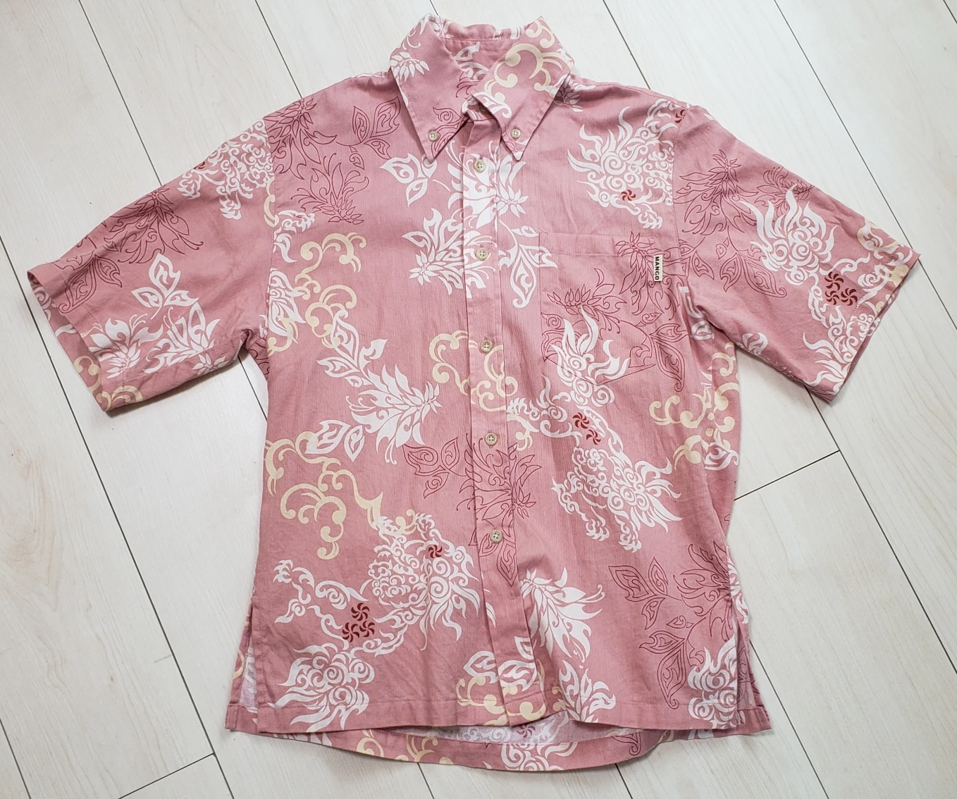 【美品】【Mango】かりゆしウェア 沖縄シャツ S